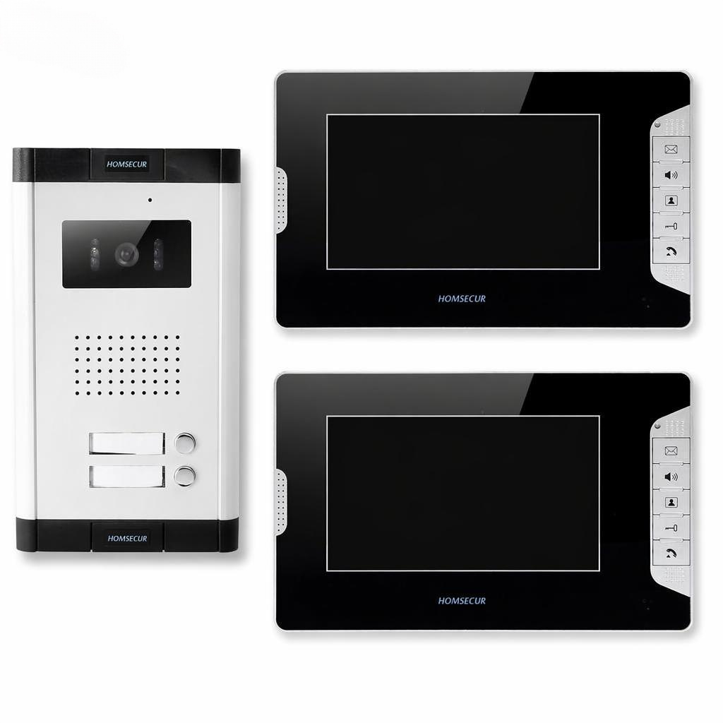 Home Security Video Cameras - 4-przewodowy 2-familowy wideodomofon z 7-calowym monitorem,