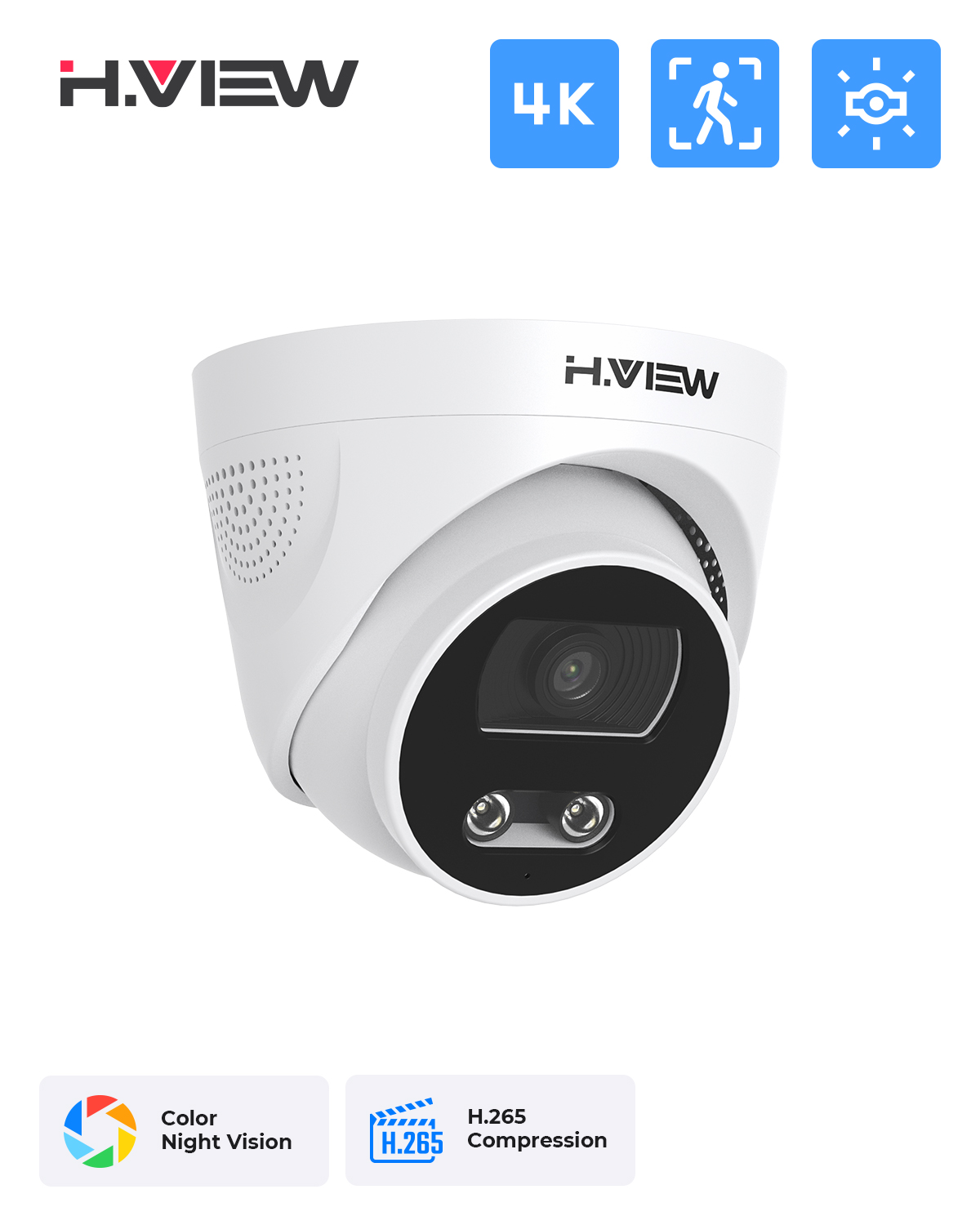 Home Security Ai - H.View 8Mp, że Poe kamera Ip