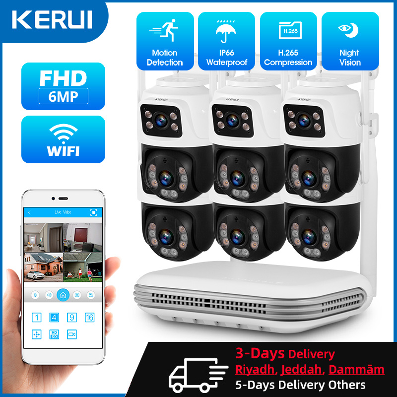 Home Security Video Cameras - KERUI Wodoodporny 6MP HD Bezprzewodowy podwójny