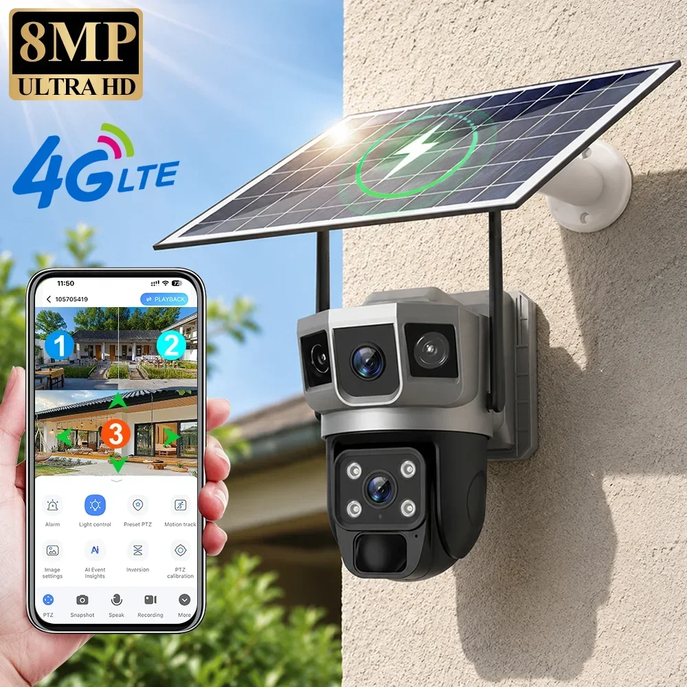 Home Security Video Cameras - Kamera V380 4K z trzema ekranami,