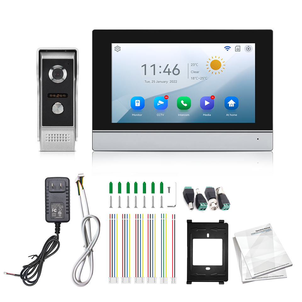 Home Security Video Cameras - 7-calowy ekran IPS, 2MP, zdalne sterowanie
